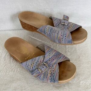 Worishofer Women's Sandals Size 40 US 9 Purple Wedge Leather Lightweight Slide